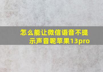 怎么能让微信语音不提示声音呢苹果13pro