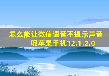 怎么能让微信语音不提示声音呢苹果手机12.1.2.0