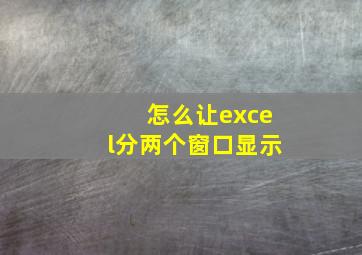 怎么让excel分两个窗口显示