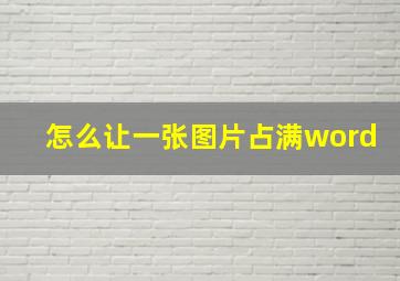 怎么让一张图片占满word