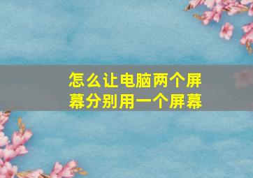 怎么让电脑两个屏幕分别用一个屏幕