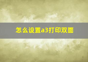 怎么设置a3打印双面