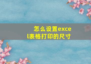 怎么设置excel表格打印的尺寸