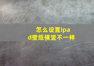 怎么设置ipad壁纸横竖不一样