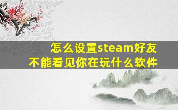 怎么设置steam好友不能看见你在玩什么软件