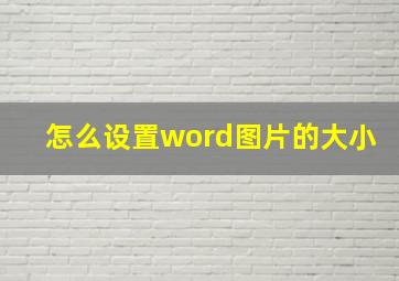 怎么设置word图片的大小