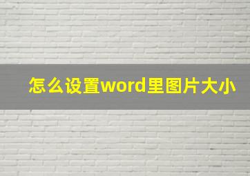 怎么设置word里图片大小