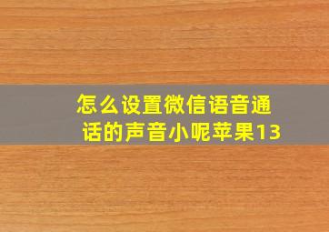 怎么设置微信语音通话的声音小呢苹果13