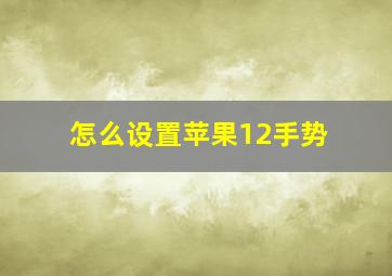 怎么设置苹果12手势