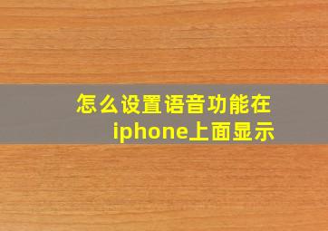 怎么设置语音功能在iphone上面显示