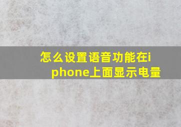 怎么设置语音功能在iphone上面显示电量