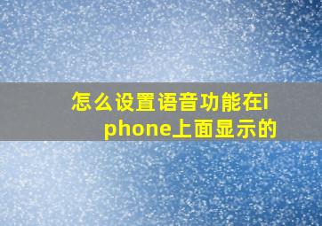 怎么设置语音功能在iphone上面显示的