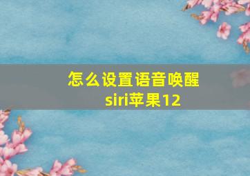 怎么设置语音唤醒siri苹果12