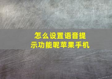 怎么设置语音提示功能呢苹果手机