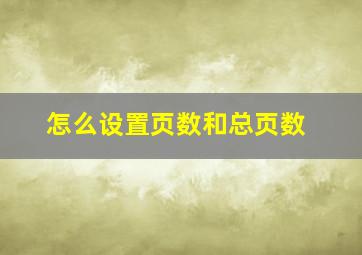 怎么设置页数和总页数