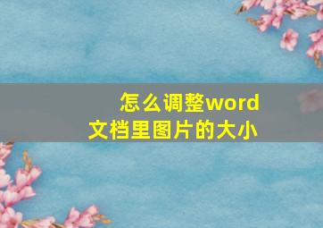 怎么调整word文档里图片的大小