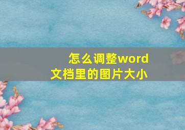 怎么调整word文档里的图片大小