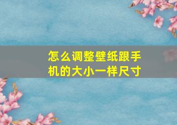 怎么调整壁纸跟手机的大小一样尺寸