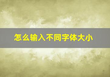 怎么输入不同字体大小