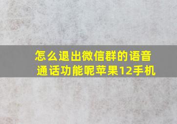 怎么退出微信群的语音通话功能呢苹果12手机