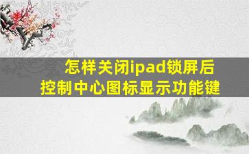 怎样关闭ipad锁屏后控制中心图标显示功能键