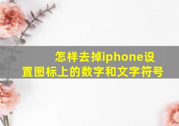 怎样去掉iphone设置图标上的数字和文字符号