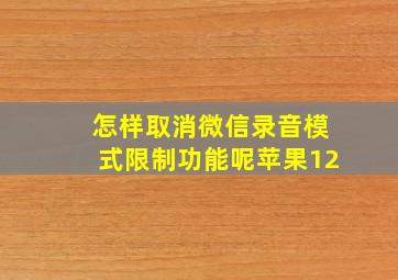 怎样取消微信录音模式限制功能呢苹果12