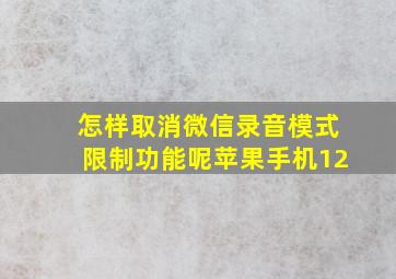 怎样取消微信录音模式限制功能呢苹果手机12