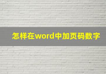 怎样在word中加页码数字