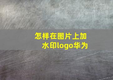 怎样在图片上加水印logo华为