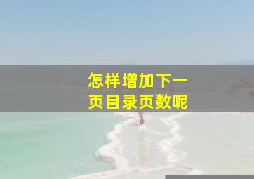 怎样增加下一页目录页数呢