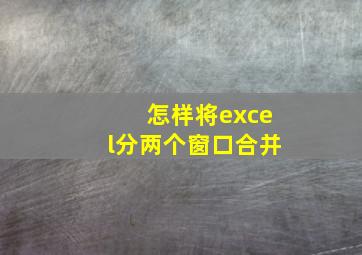 怎样将excel分两个窗口合并