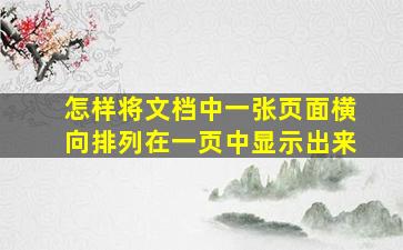 怎样将文档中一张页面横向排列在一页中显示出来