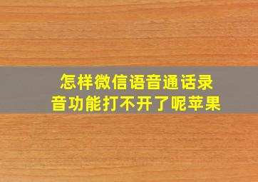 怎样微信语音通话录音功能打不开了呢苹果