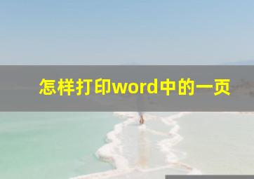 怎样打印word中的一页