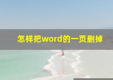 怎样把word的一页删掉