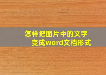 怎样把图片中的文字变成word文档形式