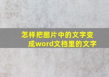 怎样把图片中的文字变成word文档里的文字