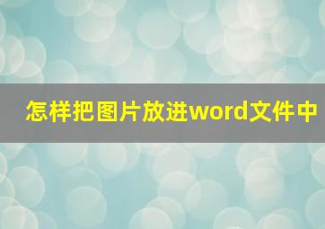 怎样把图片放进word文件中