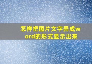 怎样把图片文字弄成word的形式显示出来