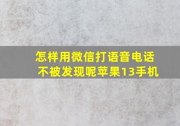 怎样用微信打语音电话不被发现呢苹果13手机