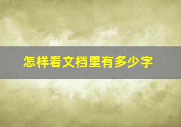 怎样看文档里有多少字