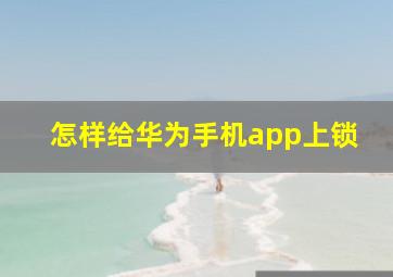 怎样给华为手机app上锁