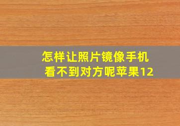 怎样让照片镜像手机看不到对方呢苹果12