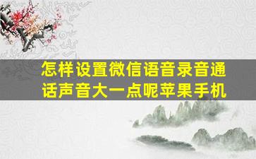 怎样设置微信语音录音通话声音大一点呢苹果手机