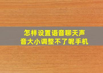 怎样设置语音聊天声音大小调整不了呢手机