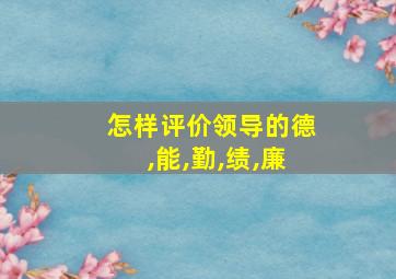 怎样评价领导的德,能,勤,绩,廉