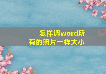 怎样调word所有的照片一样大小