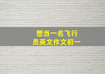 想当一名飞行员英文作文初一