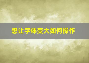 想让字体变大如何操作